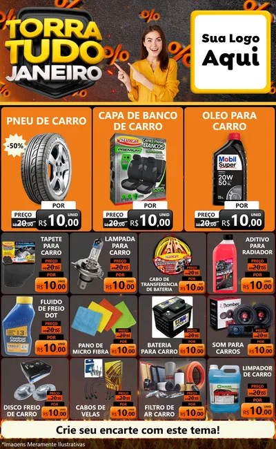 Modelo de Encarte para Encarte Grande com o tema Torra Tudo Janeiro para Auto peças