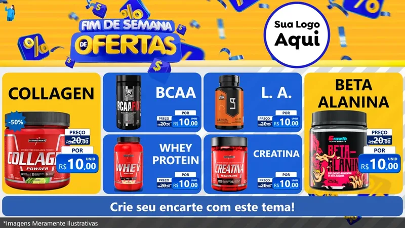 Modelo de TV para TV Horizontal com o tema Fim de Semana de Ofertas para Suplementos alimentares