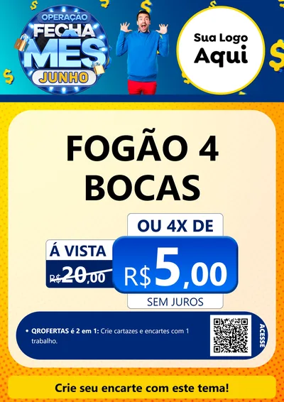 Modelo de Cartaz para Cartaz A4 Vertical com o tema Operação Fecha Mês, Junho para Móveis e Eletro