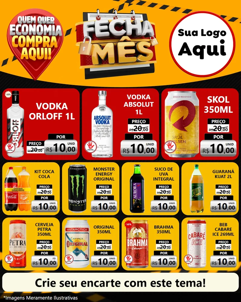Modelo de Rede Social para Feed Instagram com o tema Fecha Mês para Distribuidora de bebidas