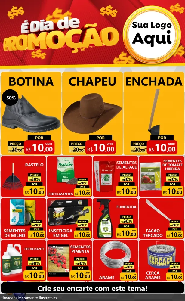 Modelo de Encarte para Encarte Grande com o tema É Dia De Promoção para Agropecuária