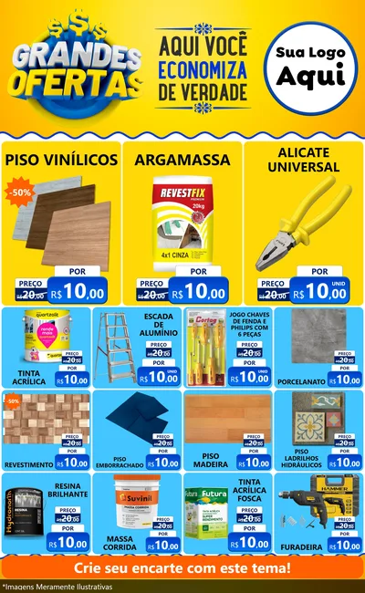Modelo de Encarte para Encarte Grande com o tema Grandes Ofertas para Material para Construção