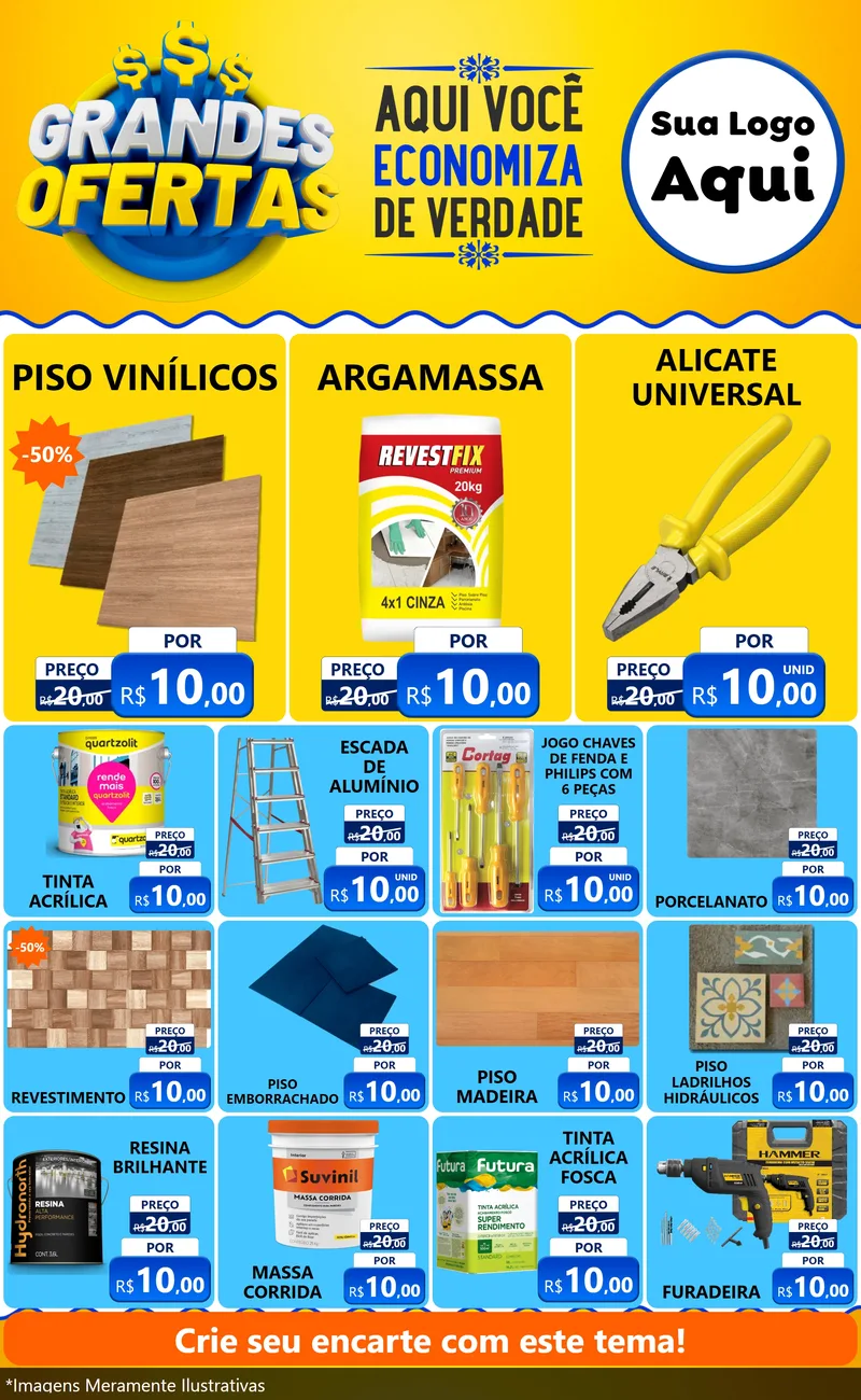 Modelo de Encarte para Encarte Grande com o tema Grandes Ofertas para Material para Construção