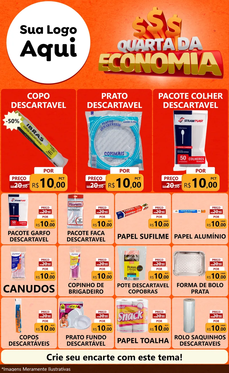 Modelo de Encarte para Encarte Grande com o tema Quarta da Economia para Embalagens