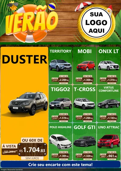 Modelo de Encarte para Encarte A4 Vertical com o tema Verão para Concessionaria de Carros
