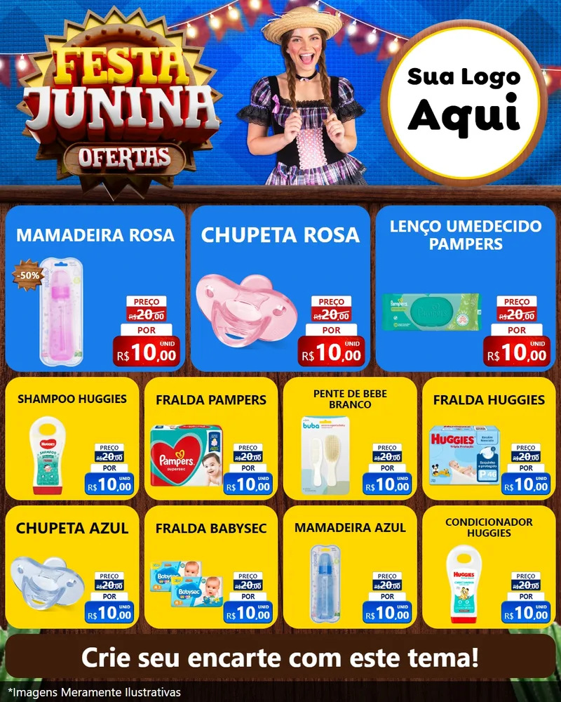 Modelo de Rede Social para Feed Instagram com o tema Festa Junina Ofertas para Bebês
