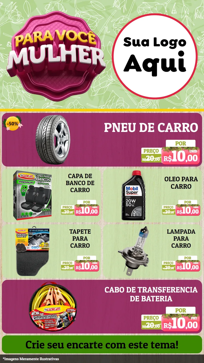 Modelo de TV para TV Vertical com o tema Para Você Mulher para Auto peças