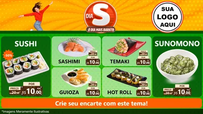 Modelo de TV para TV Horizontal com o tema Dia S - O Dia Mais Barato para Comida japonesa
