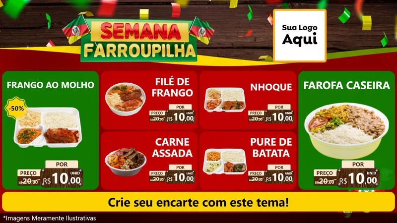 Modelo de TV para TV Horizontal com o tema Semana Farroupilha para Restaurante