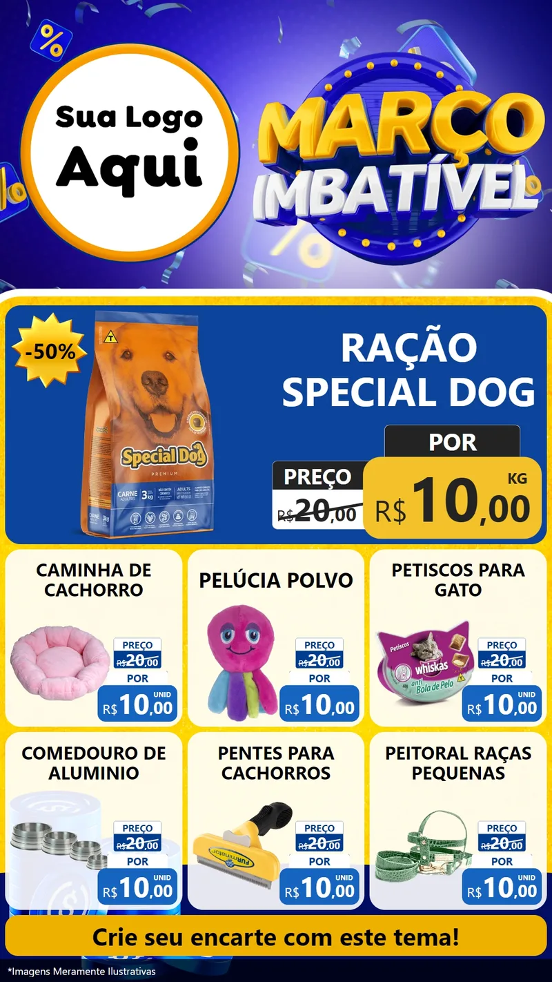 Modelo de Rede Social para Stories com o tema Março Imbatível para Pet Shop
