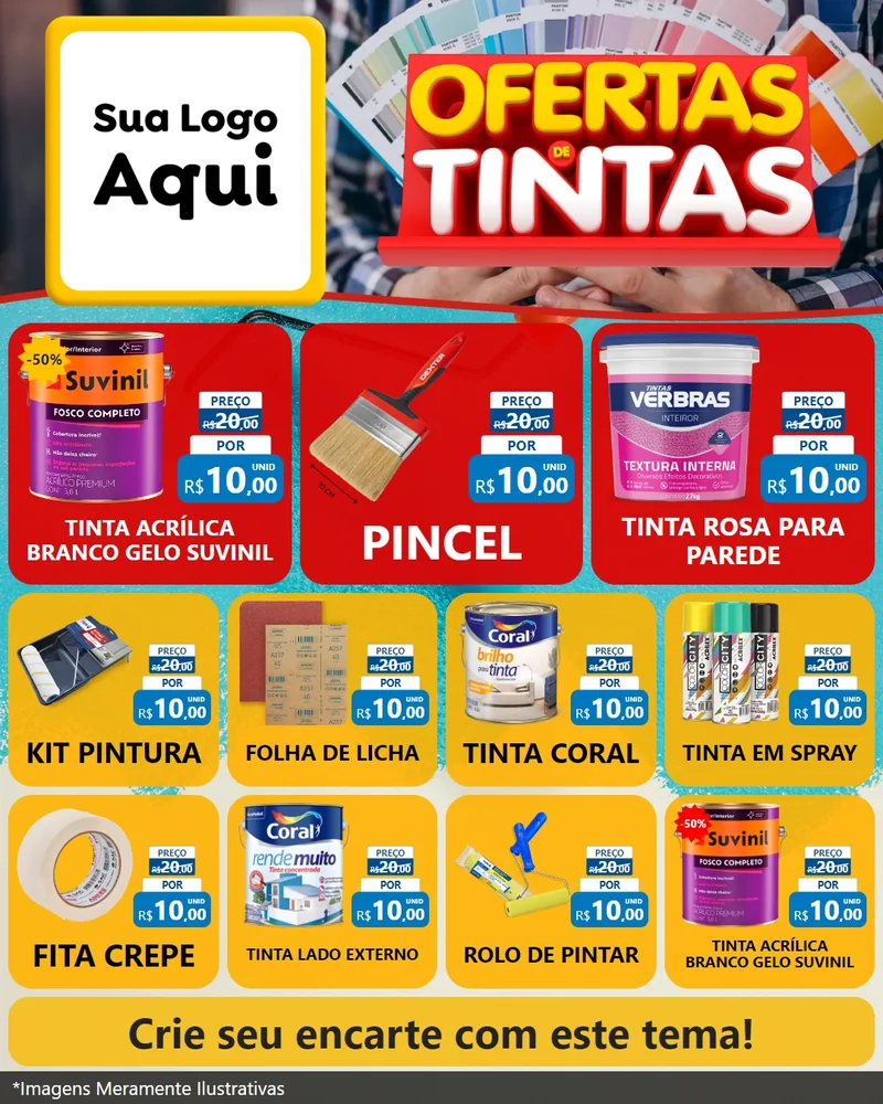 Modelo de Rede Social para Feed Instagram com o tema Ofertas de Tintas para Tintas e Ferramentas