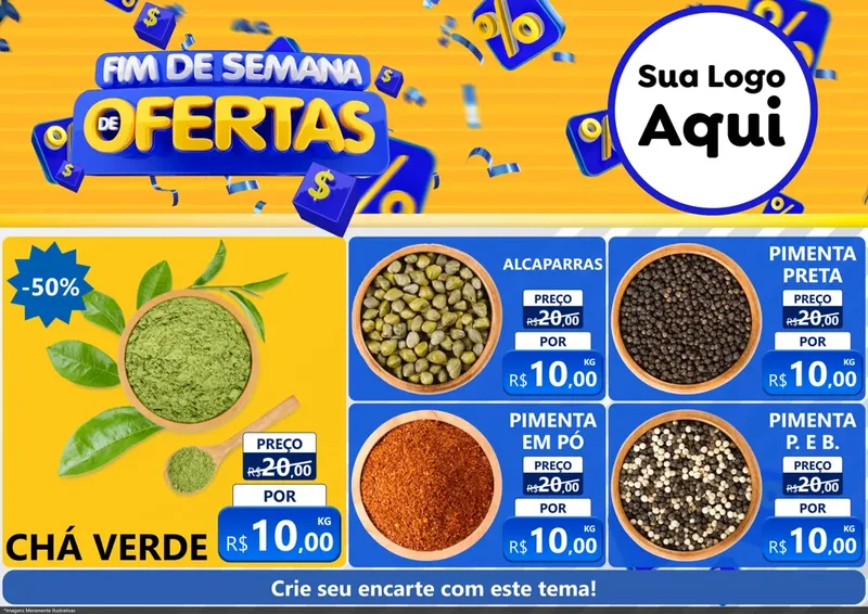 Modelo de Encarte para Encarte A4 Horizontal com o tema Fim de Semana de Ofertas para Produtos Naturais