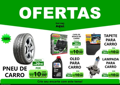 Modelo de Encarte para Encarte A4 Horizontal com o tema Ofertas Verde Cartaz para Auto peças