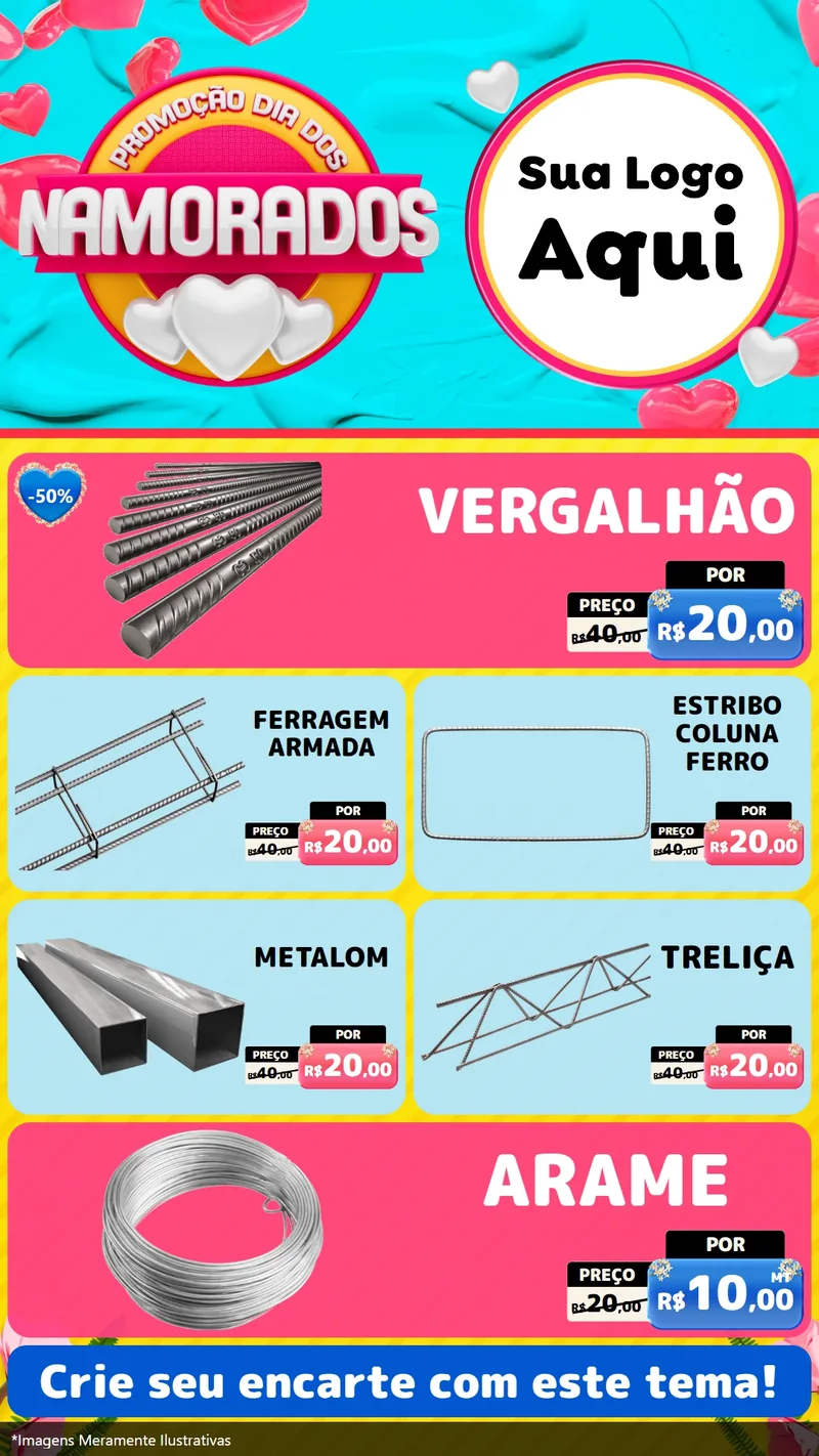 Modelo de TV para TV Vertical com o tema Promoção Dia dos Namorados para Ferragens