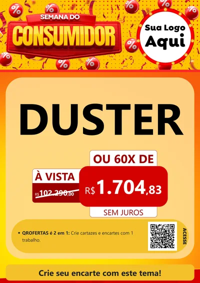 Modelo de Cartaz para Cartaz A4 Vertical com o tema Semana do Consumidor para Concessionaria de Carros