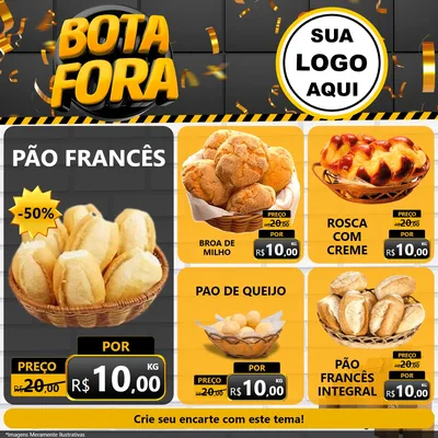 Modelo de Rede Social para Feed Facebook com o tema Bota Fora para Padaria