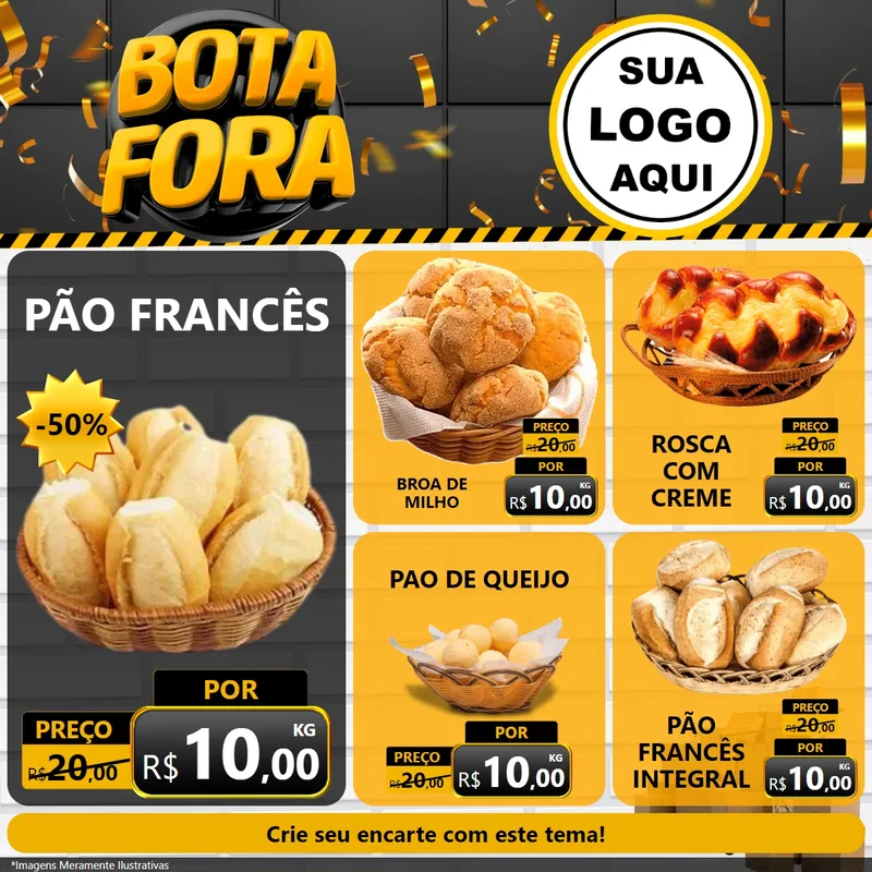Modelo de Rede Social para Feed Facebook com o tema Bota Fora para Padaria