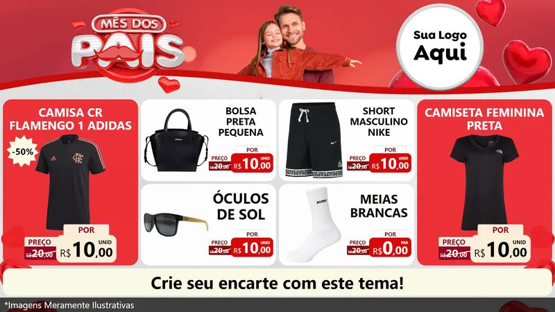 Modelo de TV para TV Horizontal com o tema Mês dos Pais para Roupas e acessórios
