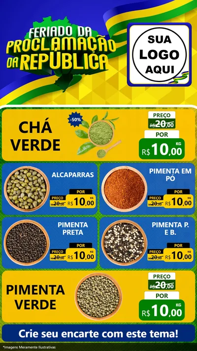 Modelo de TV para TV Vertical com o tema Feriado da Proclamação da República para Produtos Naturais