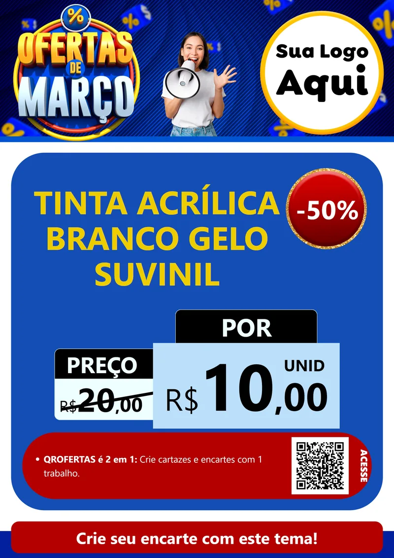 Modelo de Cartaz para Cartaz A4 Vertical com o tema Ofertas de Março para Tintas e Ferramentas