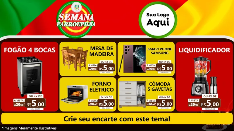 Modelo de TV para TV Horizontal com o tema Semana Farroupilha para Móveis e Eletro