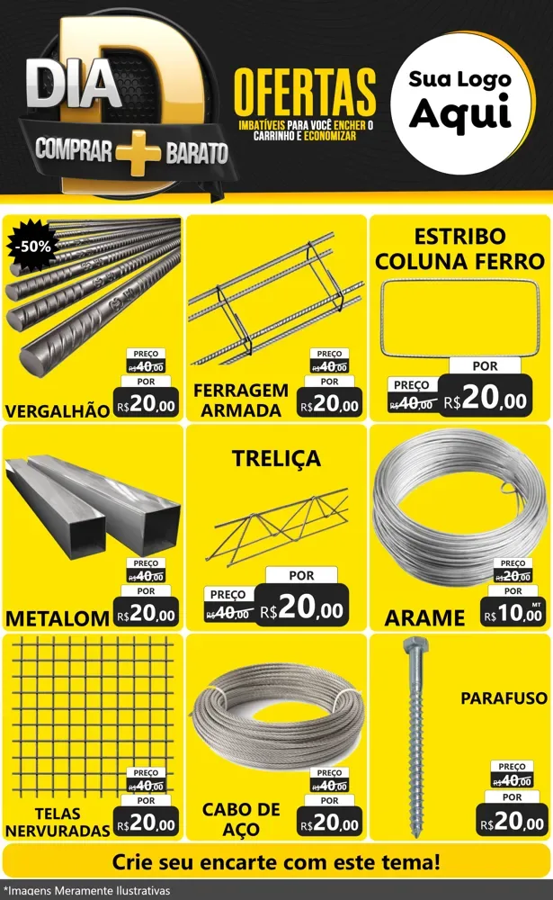 Modelo de Encarte para Encarte Grande com o tema Dia D Mais Economia para Ferragens