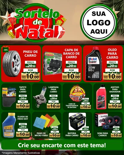 Modelo de Rede Social para Feed Instagram com o tema Sorteio de Natal para Auto peças