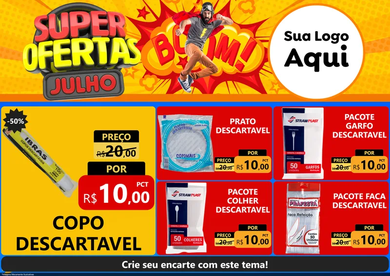 Modelo de Encarte para Encarte A4 Horizontal com o tema Super Ofertas Julho para Embalagens