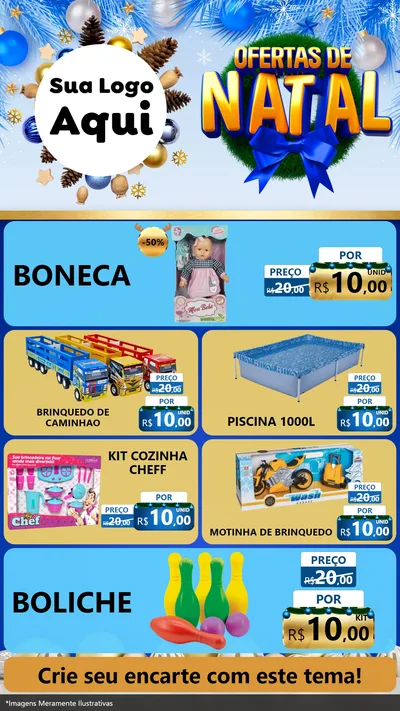Modelo de TV para TV Vertical com o tema Ofertas de Natal para Brinquedos