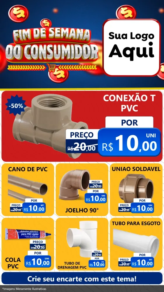 Modelo de Rede Social para Stories com o tema Fim de Semana do Consumidor para Tubos e conexões