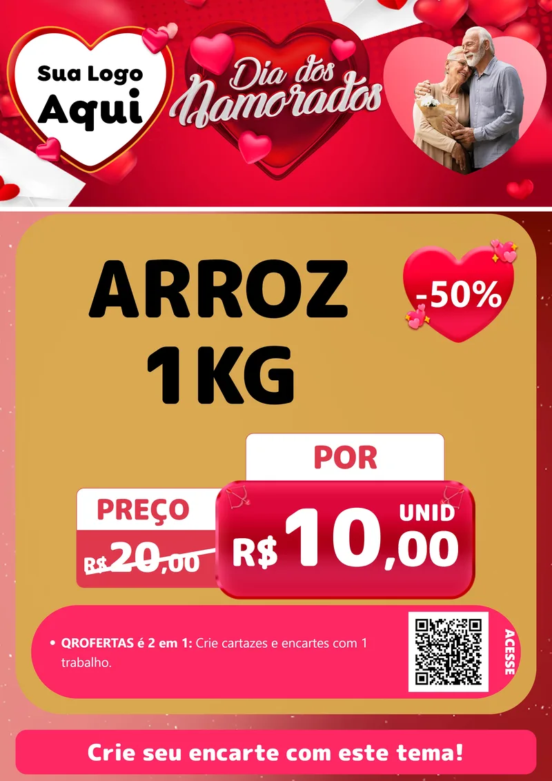 Modelo de Cartaz para Cartaz A4 Vertical com o tema Dia Dos Namorados para Supermercado