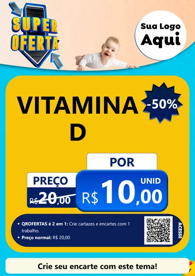 Modelo de Cartaz para Cartaz A4 Vertical com o tema Super Oferta - Bebê para Farmácia