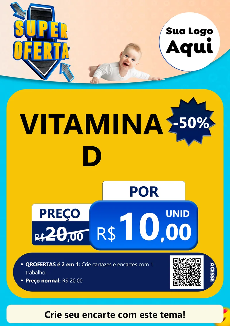 Modelo de Cartaz para Cartaz A4 Vertical com o tema Super Oferta - Bebê para Farmácia