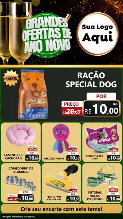 Modelo de Rede Social para Stories com o tema Grandes Ofertas de Ano Novo para Pet Shop