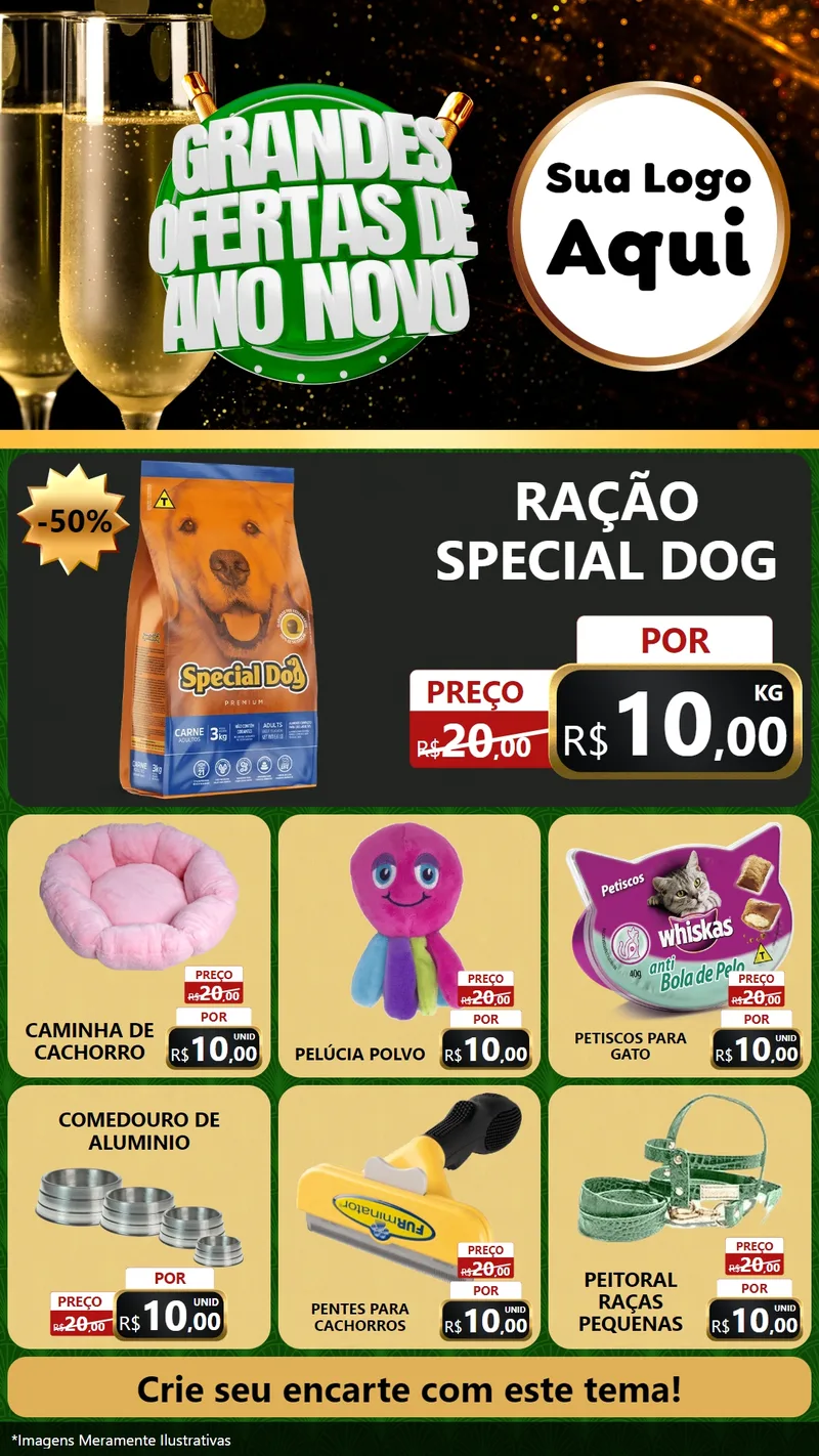 Modelo de Rede Social para Stories com o tema Grandes Ofertas de Ano Novo para Pet Shop