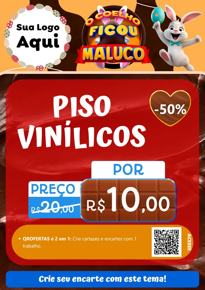 Modelo de Cartaz para Cartaz A4 Vertical com o tema O Coelho Ficou Maluco - Páscoa para Material para Construção