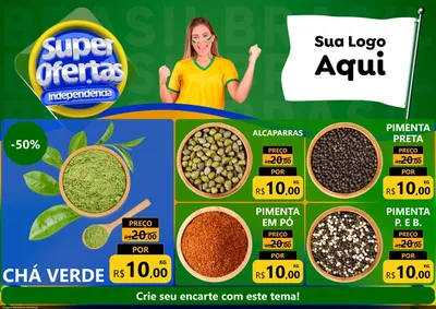 Modelo de Encarte para Encarte A4 Horizontal com o tema Super Ofertas de Independência para Produtos Naturais