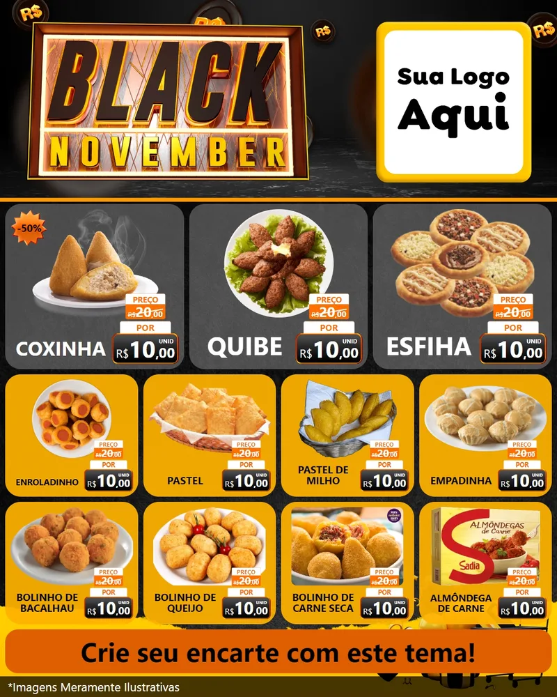 Modelo de Rede Social para Feed Instagram com o tema Black November para Salgadaria