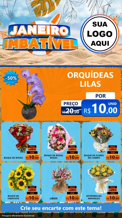 Modelo de Rede Social para Stories com o tema Janeiro Imbatível para Floricultura e jardim