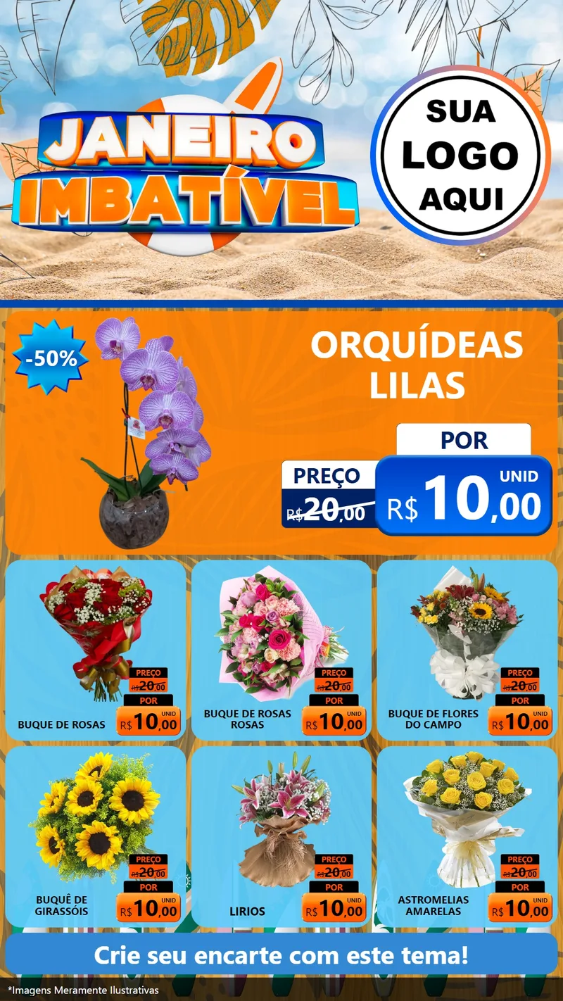 Modelo de Rede Social para Stories com o tema Janeiro Imbatível para Floricultura e jardim