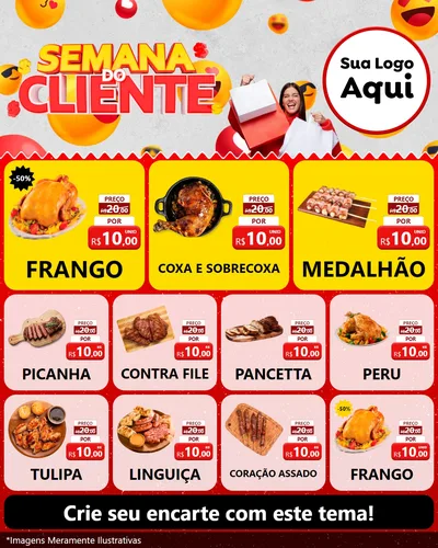 Modelo de Rede Social para Feed Instagram com o tema Semana do Cliente para Assados