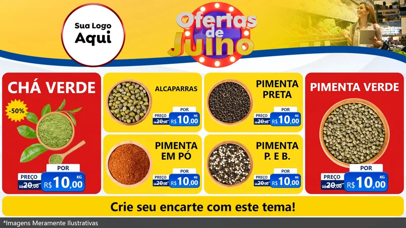 Modelo de TV para TV Horizontal com o tema Ofertas de Julho para Produtos Naturais