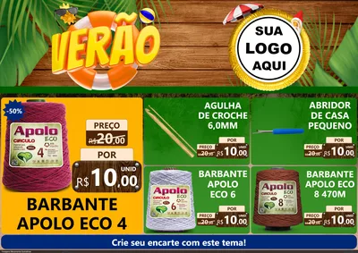 Modelo de Encarte para Encarte A4 Horizontal com o tema Verão para Armarinho e Aviamentos