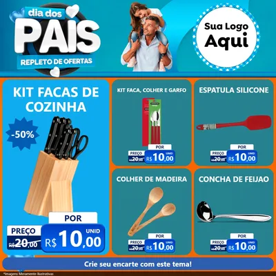 Modelo de Rede Social para Feed Facebook com o tema Dia Dos Pais Repleto de Ofertas para Utilidades Domésticas