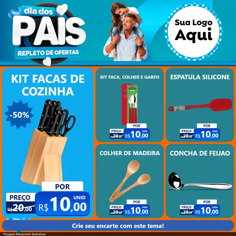 Modelo de Rede Social para Feed Facebook com o tema Dia Dos Pais Repleto de Ofertas para Utilidades Domésticas