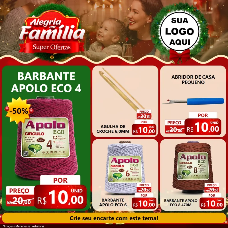 Modelo de Rede Social para Feed Facebook com o tema Alegria Em Família - Super Ofertas para Armarinho e Aviamentos
