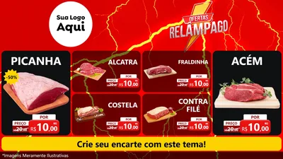 Modelo de TV para TV Horizontal com o tema Ofertas Relâmpago para Açougue