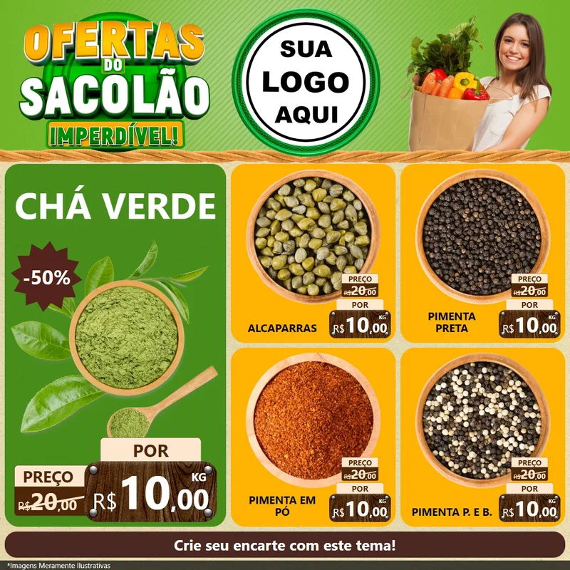 Modelo de Rede Social para Feed Facebook com o tema Ofertas do Sacolão Imperdível! para Produtos Naturais