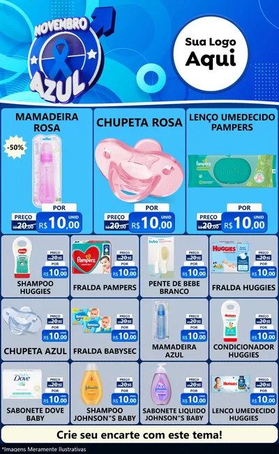 Modelo de Encarte para Encarte Grande com o tema Novembro Azul para Bebês