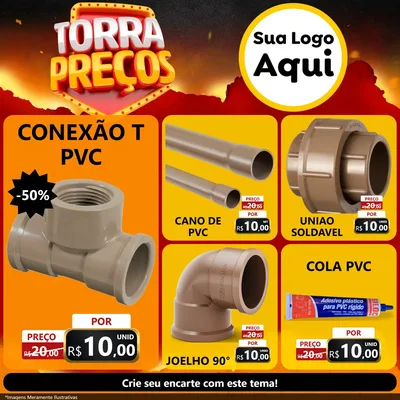 Modelo de Rede Social para Feed Facebook com o tema Torra Preços para Tubos e conexões